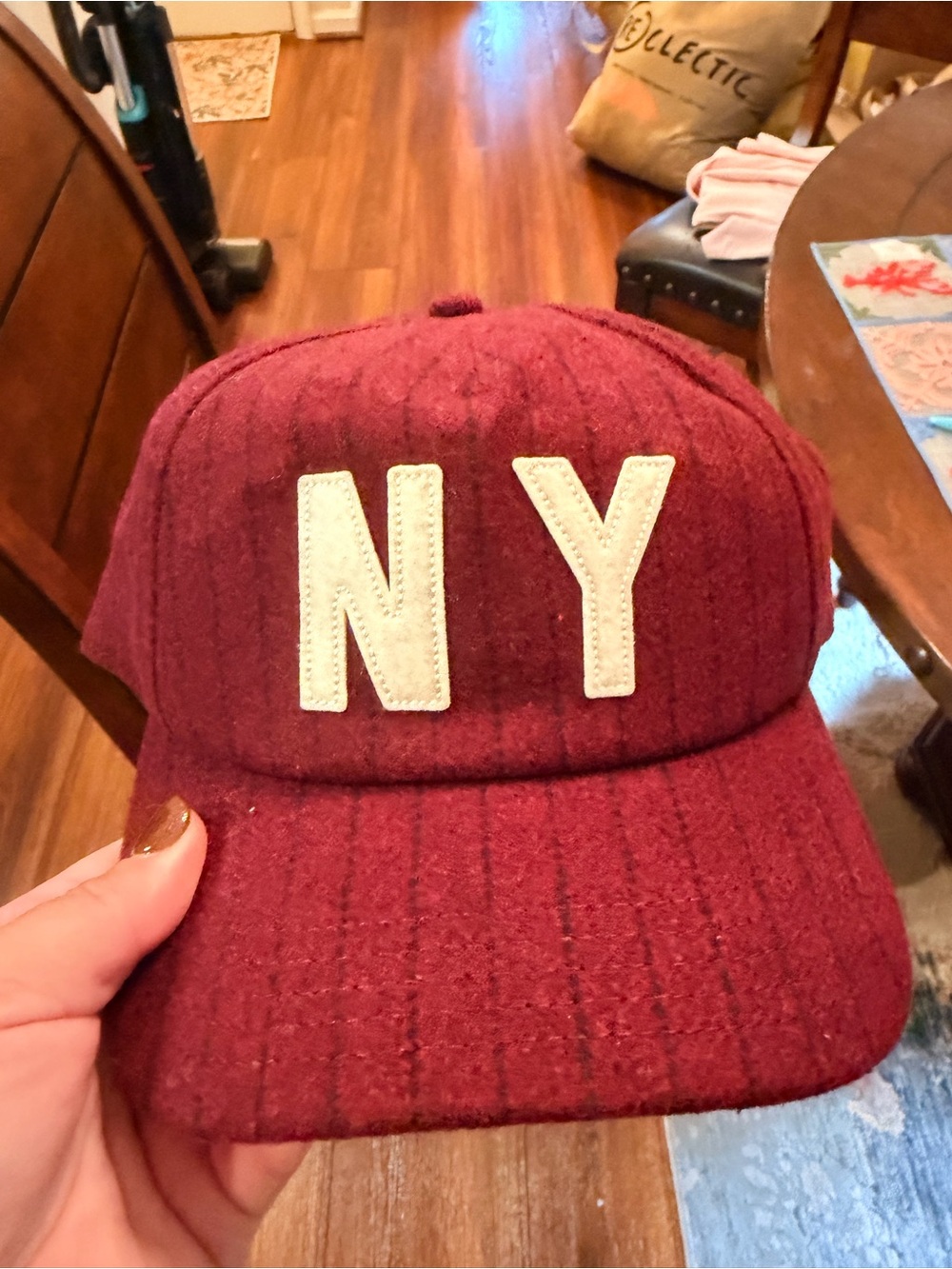 American Needle Burgundy Wool NY Cap with White Letters